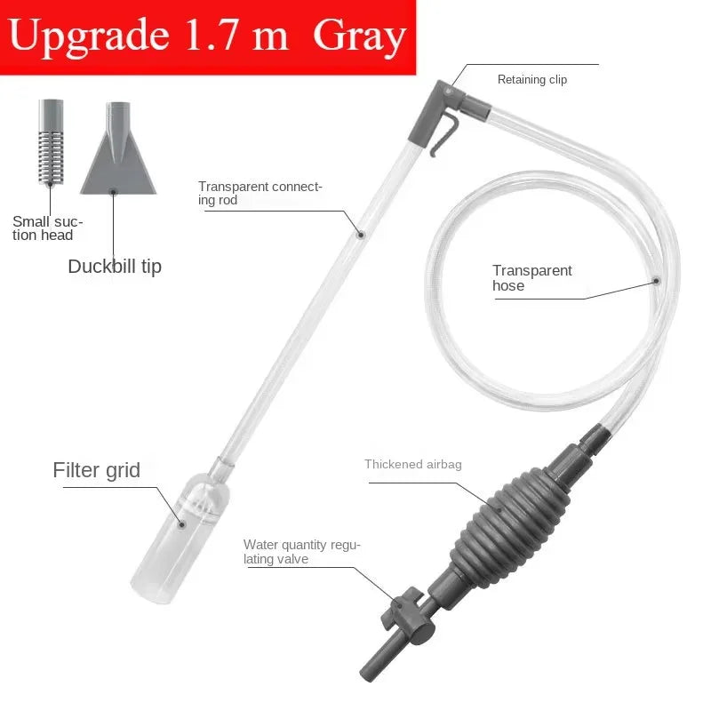 Fish Tank Siphon Vacuum – Gravel & Sand Water Exchanger Aquarium Cleaning Kit with Extension Tube