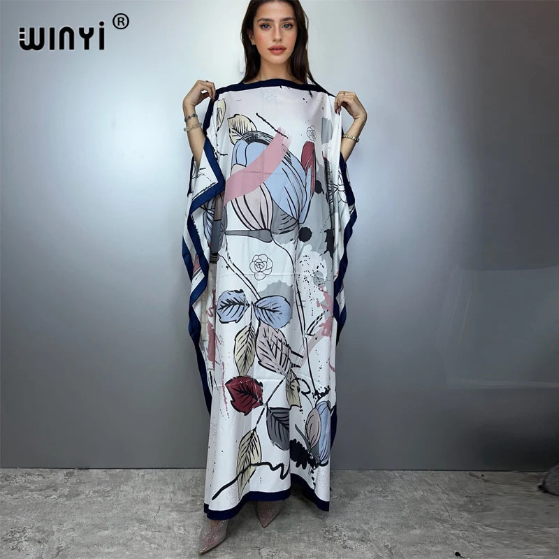 Batwing Maxi Printed Loose Dress — Fashion Design Elegant Party Summer Dress