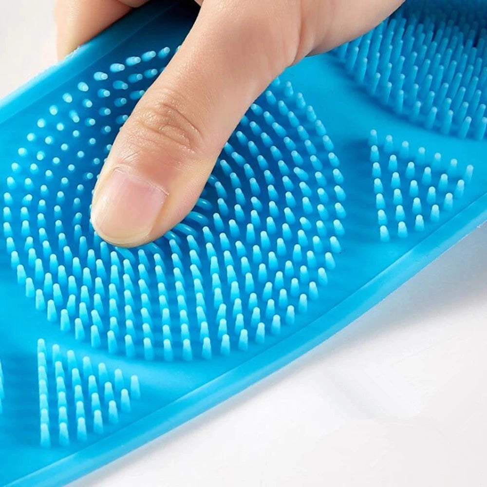 Silicone Body Scrubber Bath Brush – Extra Long Strip & Handle for Easy Back Exfoliating