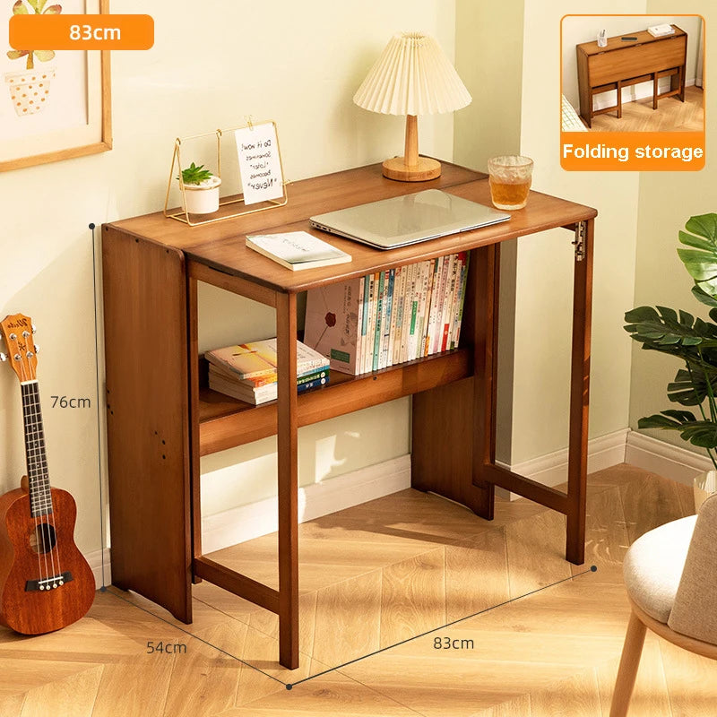Foldable Bamboo Computer Desk — Student Writing Workbench, Bedroom & Bedside Use, 83cm & 103cm