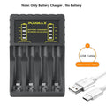 AA/AAA Battery Charger – 4-Slot Intelligent LED Indicator, USB-C & Micro for NiMH/NiCd Rechargeable Batteries