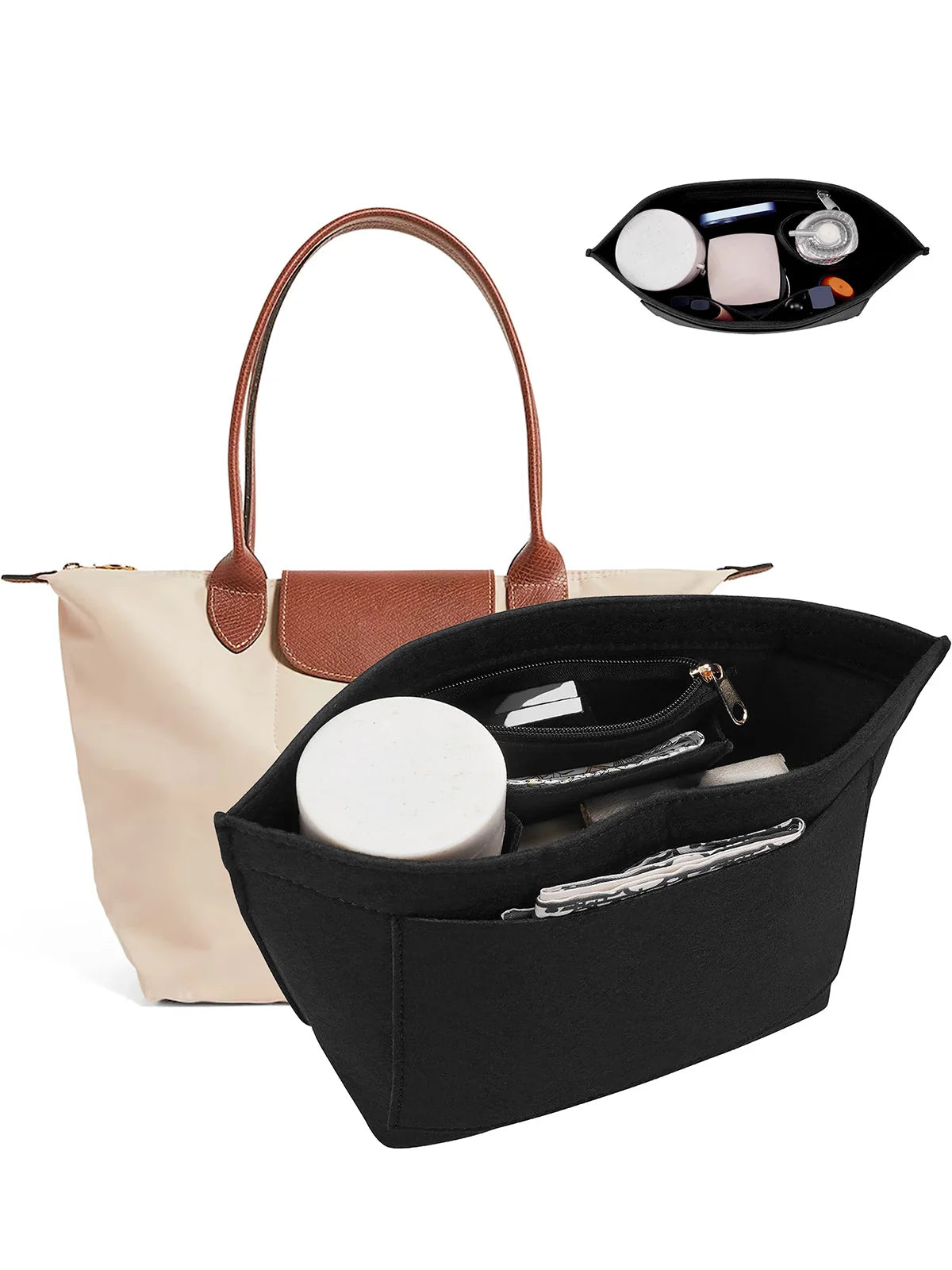 Felt Purse Organizer Insert – 5 Colors, 3 Sizes – Handbag Inner Liner for Totes & Purses