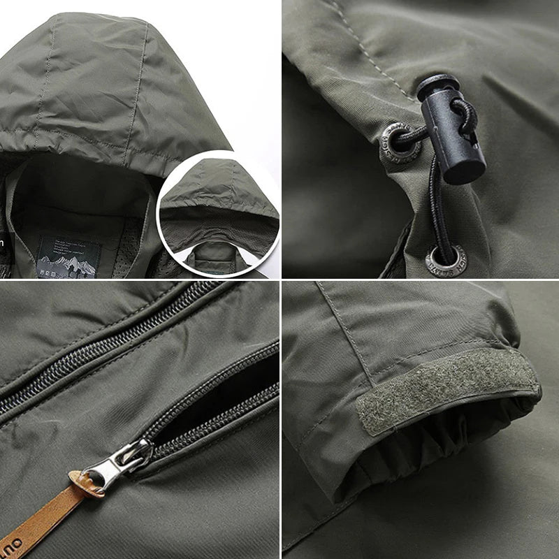 Men's Tactical Waterproof Hooded Windbreaker Jacket