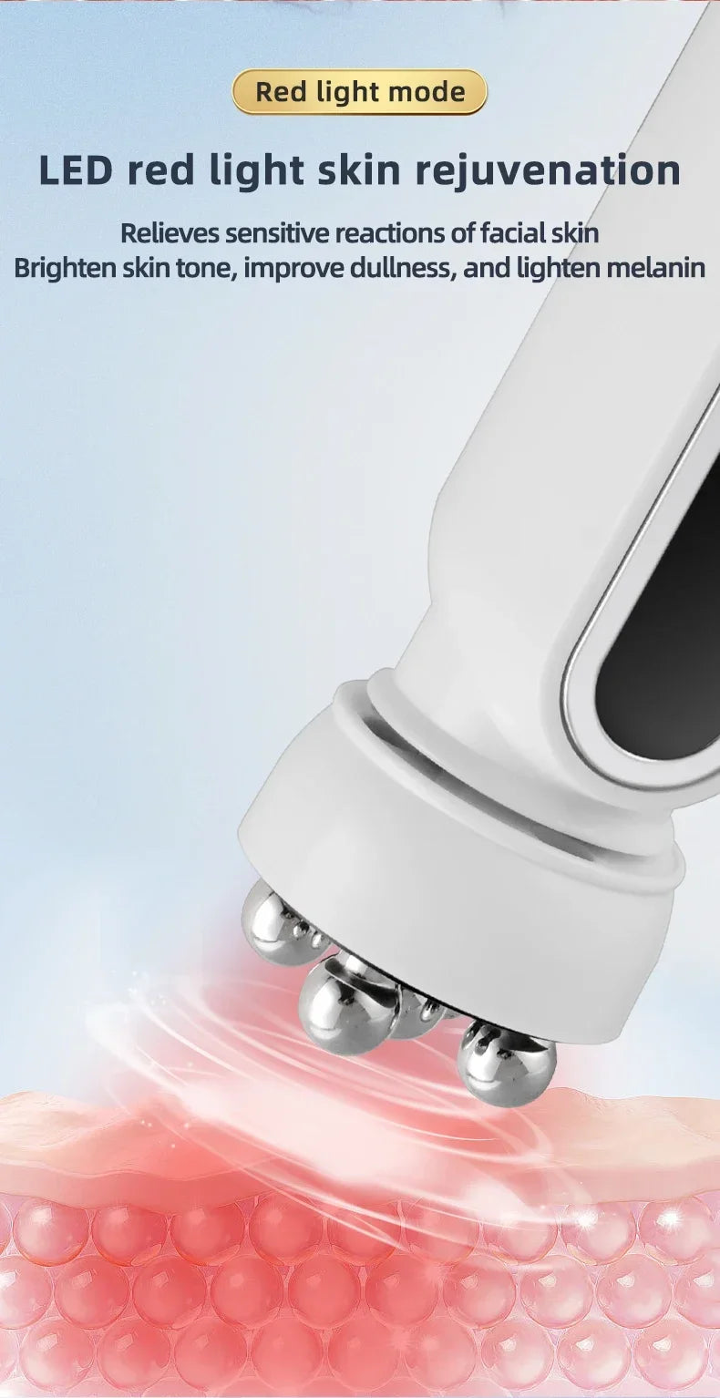 360° Rotating EMS Facial Massager with LED Phototherapy & Heat – Face Lift, Skin Tightening & Anti-Wrinkle Beauty Device