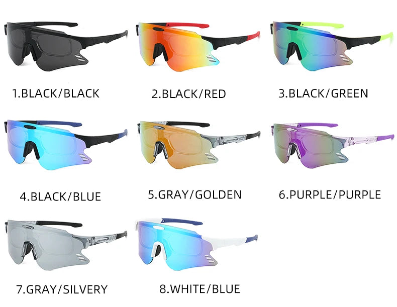 KAMMPT Oversized Sports Cycling Sunglasses | Mirror Anti-UV Windproof Protective Shades for Men & Women