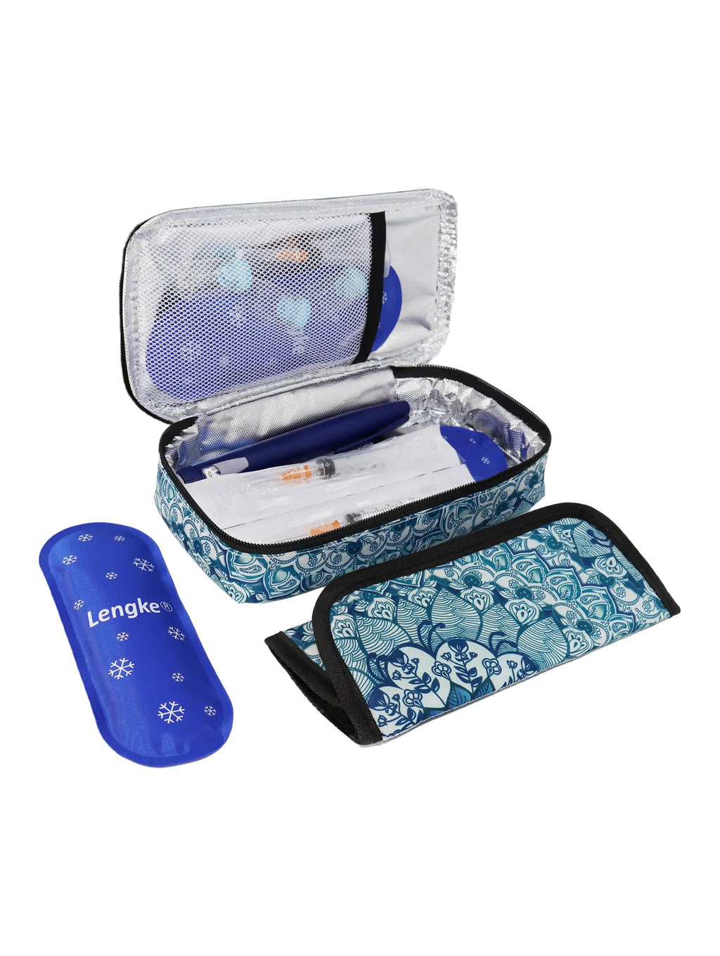 Large Portable Insulin Cooler Travel Bag – Lightweight Boho Flower Print for Outdoor Camping & Travel
