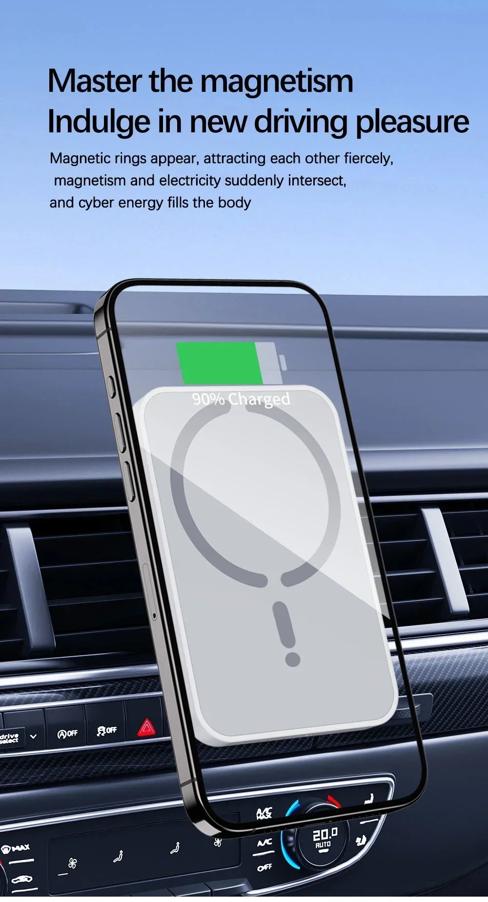 Magnetic Car Air Vent Phone Holder with 15W Wireless Charger – MagSafe Compatible for iPhone 12–17