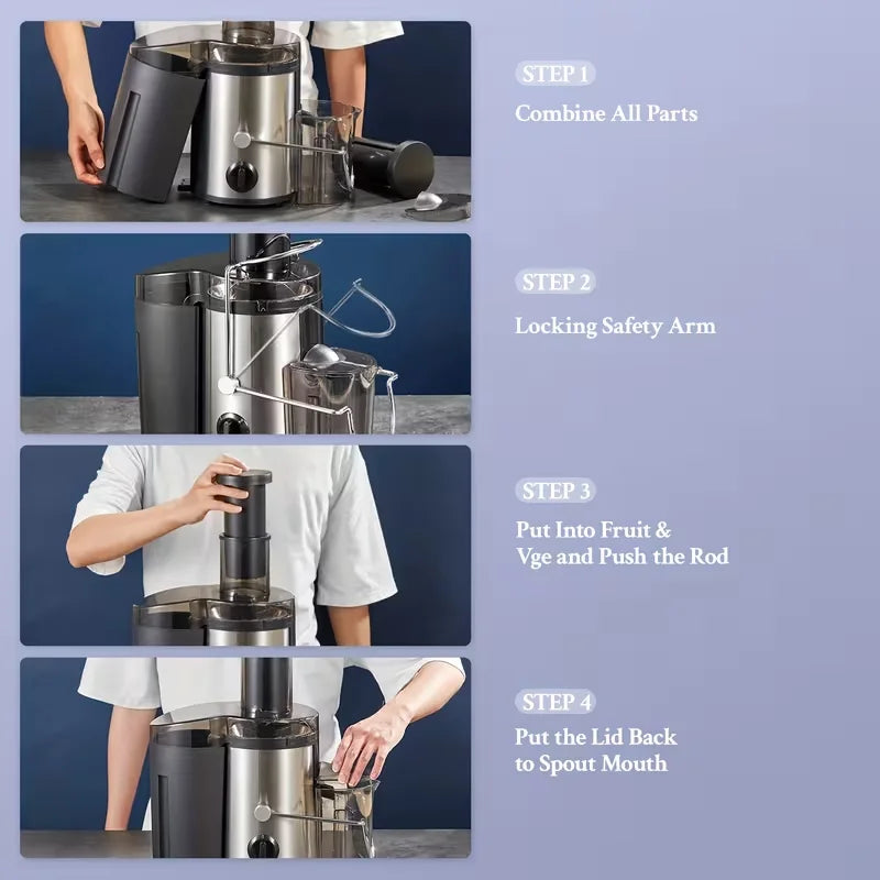 Multifunctional Juicer Blender & Food Processor — 3" Wide Mouth, Easy Clean, High Juice Yield