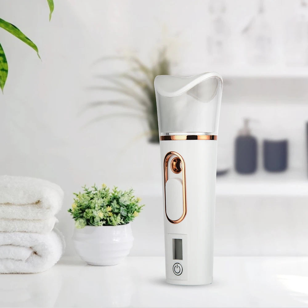 Handheld Nano Mist Facial Steamer – Portable Hydrating Humidifier with LED Display