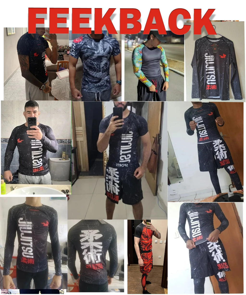 MMA BJJ Compression T-Shirt, Pants & Muay Thai Shorts Rash Guard – Multi-Piece Fitness Sport Suit
