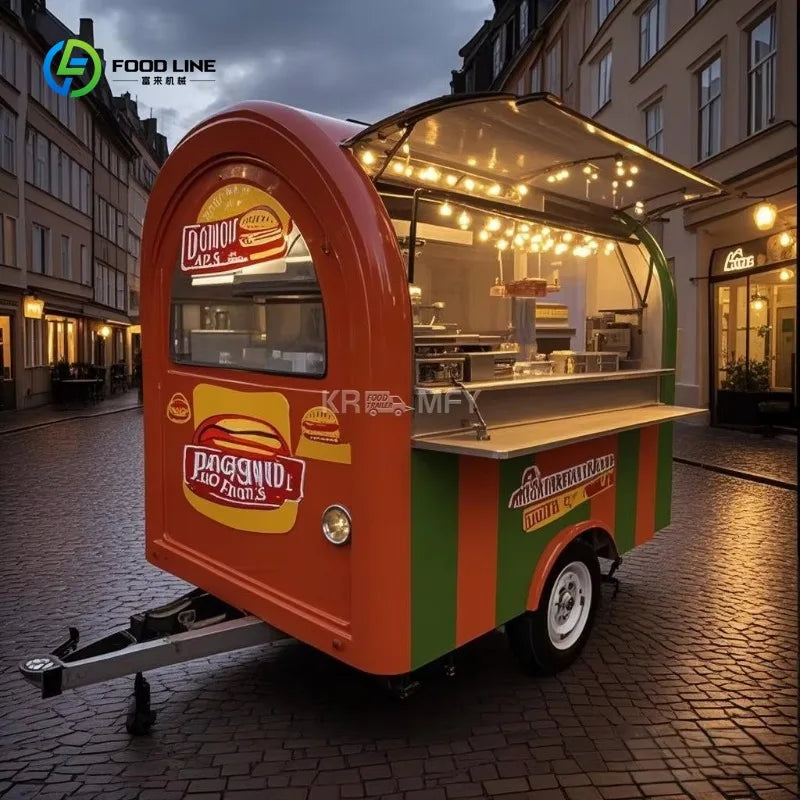 Small Stainless Steel Food Cart – Customizable Street Ice Cart for Restaurant & Bakery
