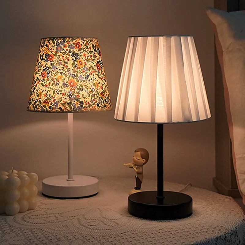 Fabric Shade Table Lamp – Compact LED Bedside Light