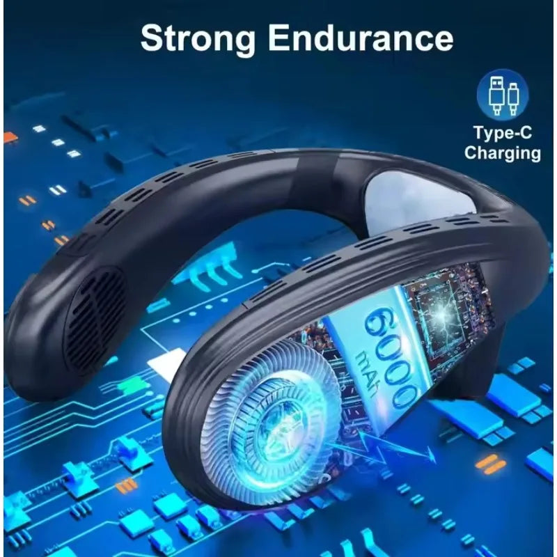 Portable Neck Air Conditioner — Rechargeable Semiconductor Bladeless Cooling Fan Wearable Cooler