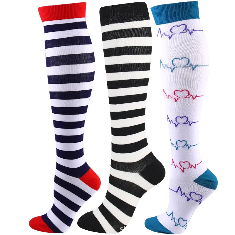 Knee High Compression Socks 20-30mmHg – 3 Pairs for Diabetes, Varicose Veins, Edema, Nurse & Running