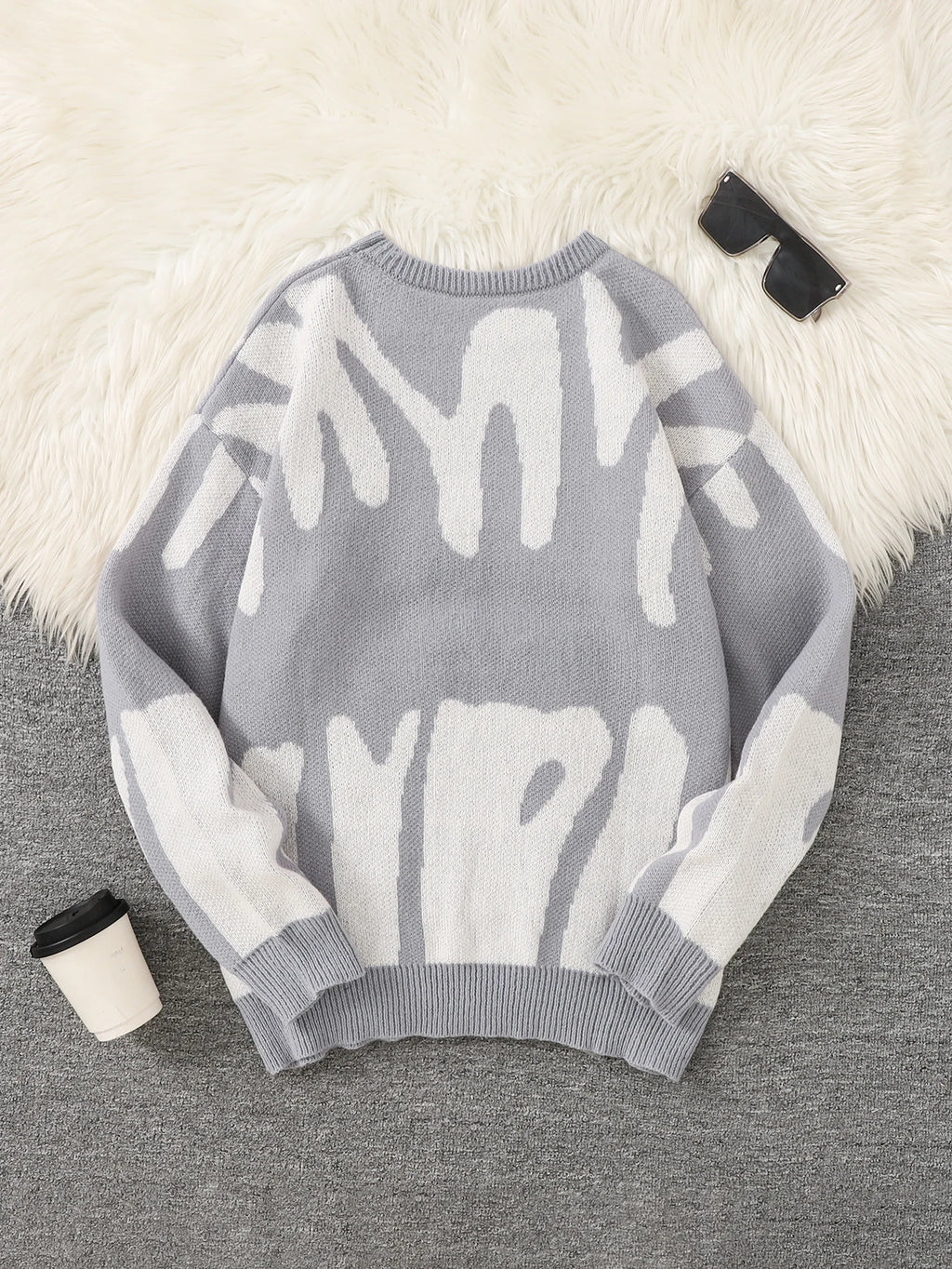 Men's Jacquard Contrast Color Pullover Sweater — Textured Knitwear