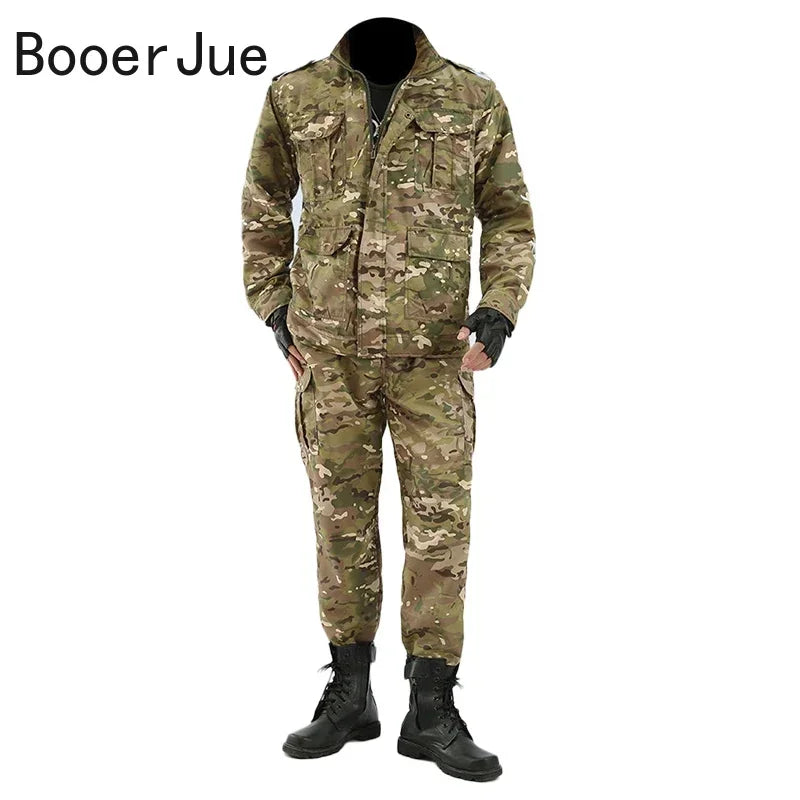 Men's Python Pattern Tactical Tracksuit – Wear-Resistant Outdoor Work Suit (M–4XL)