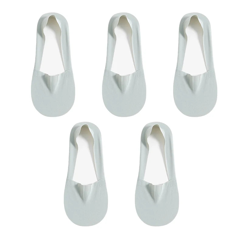 Women's Cotton No-Show Socks – Silicone Grip, 5 Pairs