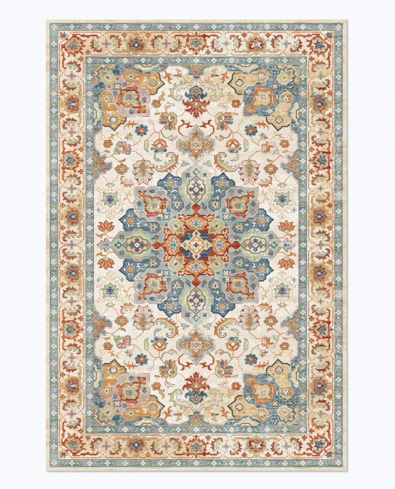 American Retro Style Large Area Rug – Anti-Slip Washable Carpet for Living Room & Bedroom