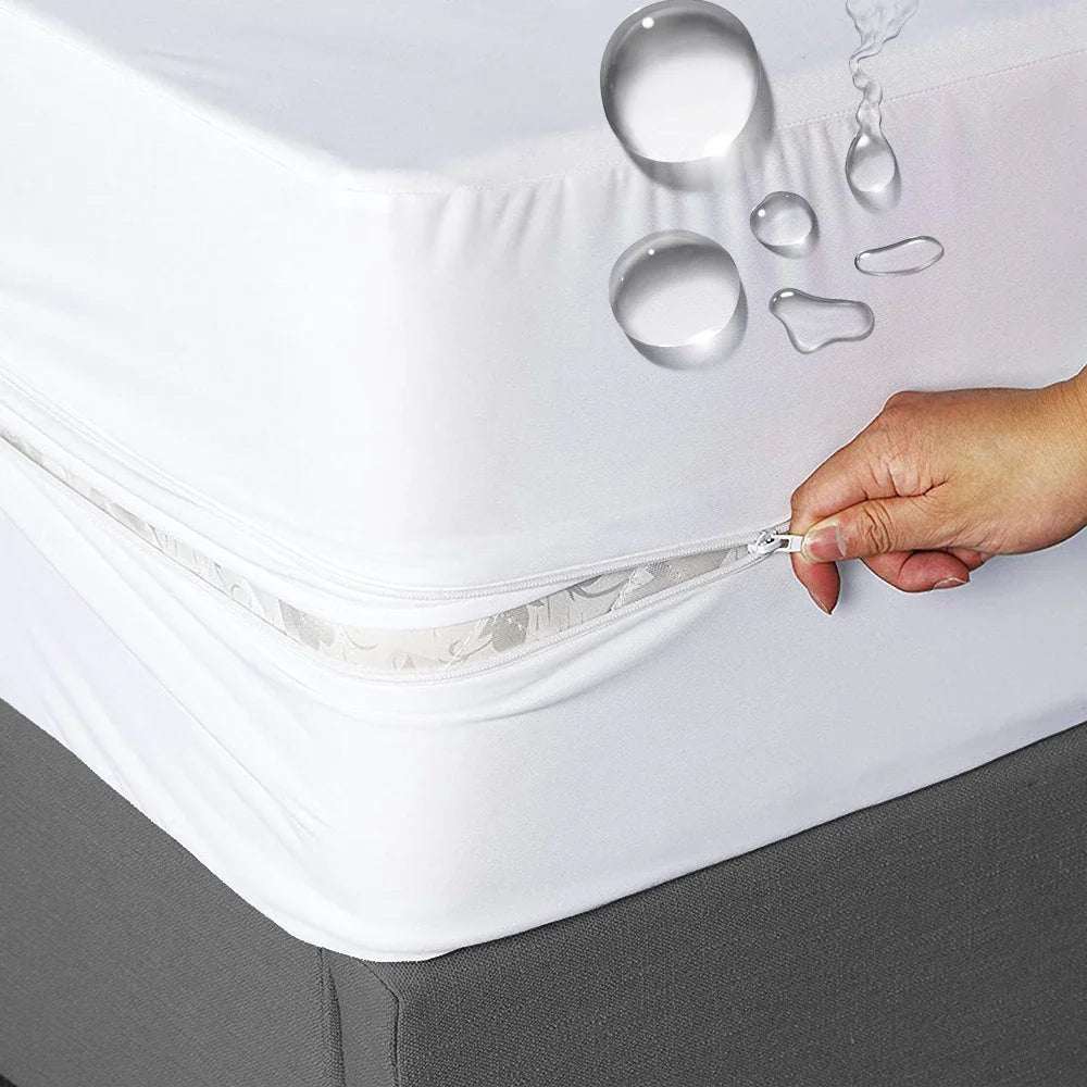 6-Sided Waterproof Mattress Cover with Zipper – Dustproof Encasement, Twin to King
