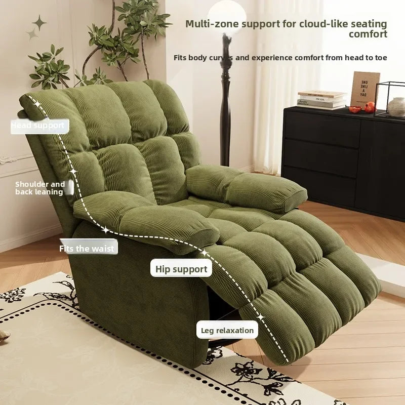 Five-Position Fabric Lounge Chair with Padded Arms
