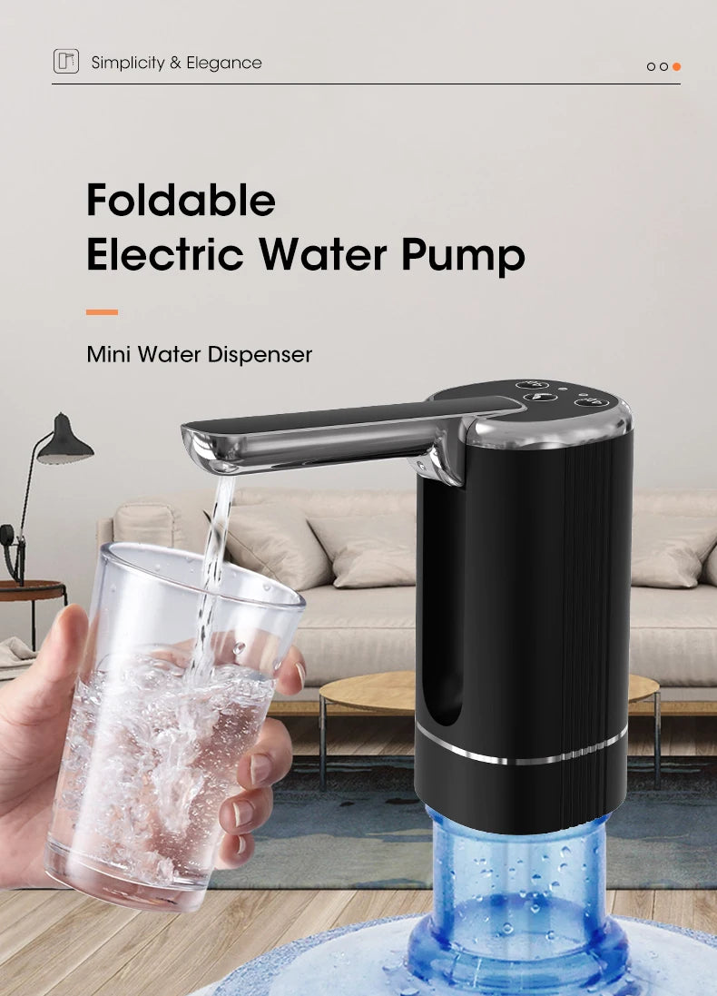 Mini Portable USB Water Dispenser Pump — Foldable Electric Bottle Pump for Home