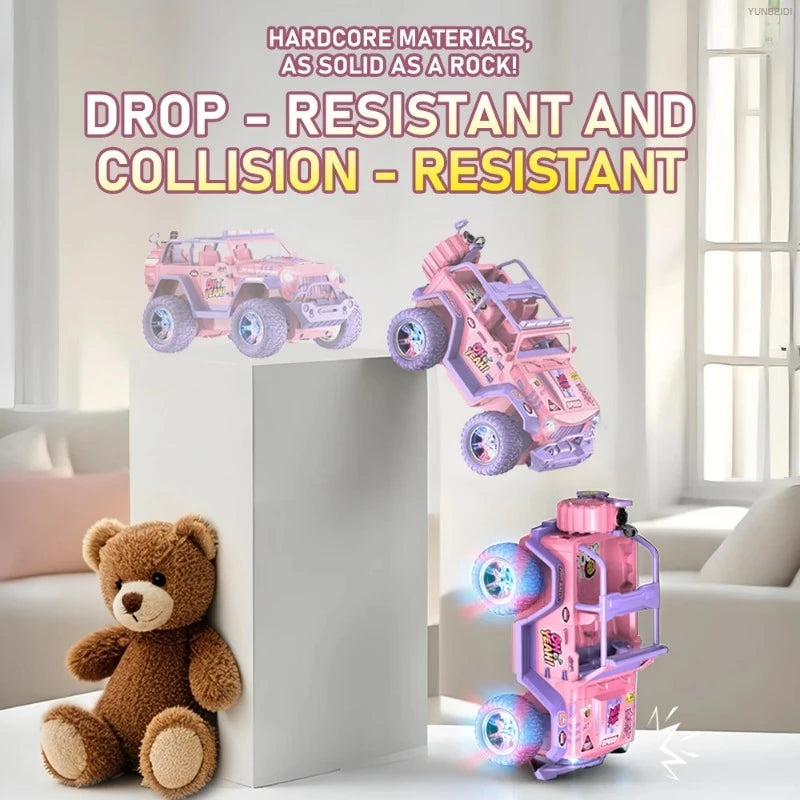 1:16 Pink Remote Control Car 2.4G_Hz Spray Music Light DIY Sticker Racing Car 1:18 Climbing Off-road Toy Car Kids Festival Gifts