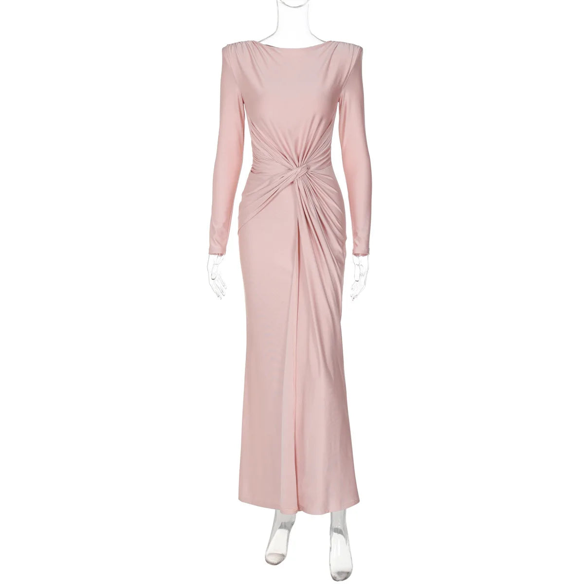Women's Elegant Wedding Party Dress Female Clothing O-neck Long Sleeve Ruched High Waist Bodycon Long Maxi Evening Prom Dresses