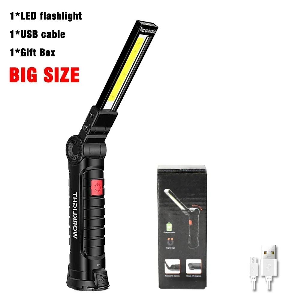 Rechargeable LED COB Work Light – Magnetic, Dimmable, 5 Modes for Car Repair & Camping