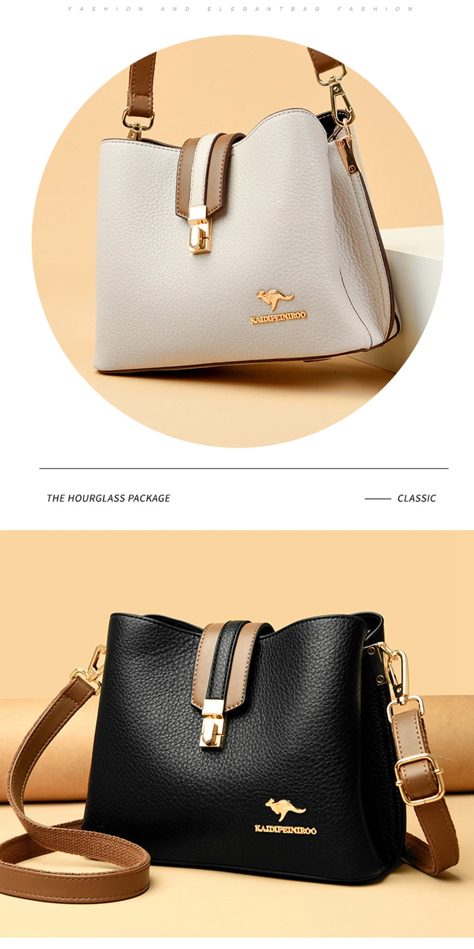 KMFFLY Patchwork Lock Square Shoulder Crossbody Bag – High Capacity PU Leather Handbag for Women