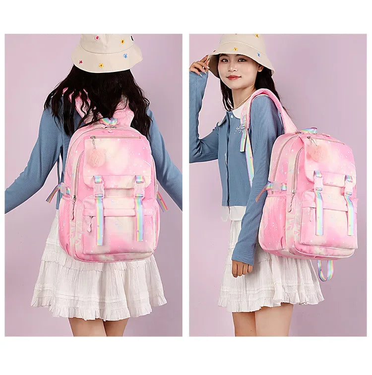Custom Print Nylon Backpack – Laptop School & Travel Bag for Women