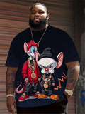 Men's Hip Hop Cartoon Animal Print T-Shirt — 100% Polyester Summer Street Top