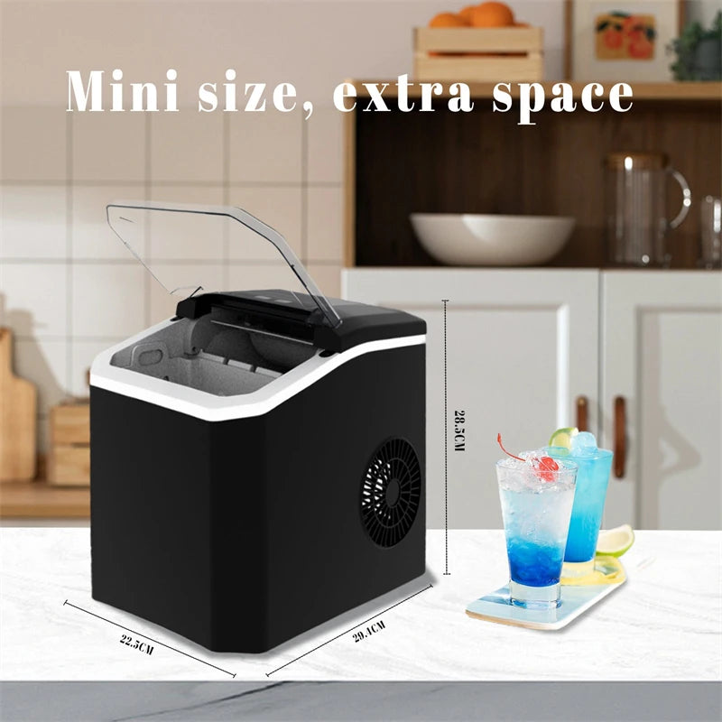 Automatic Mini Electric Ice Cube Maker – 9 Cubes in 6 Min, Portable for Bar, Home, Kitchen & Office