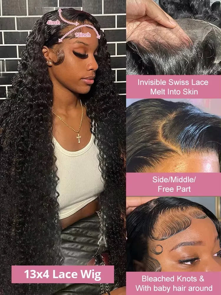 40–46 Inch Deep Wave Lace Front Wig | 200% Remy 13x4 13x6 360 HD Lace Human Hair for Black Women
