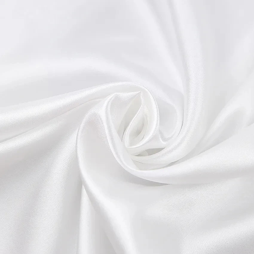 White Feather & Fur Trim Satin Robe | Bridal Nightgown Bathrobe for Women