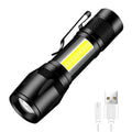 Mini COB LED Flashlight – 800 Lumen, Rechargeable, Belt Clip, Magnet, Waterproof EDC Pocket Light