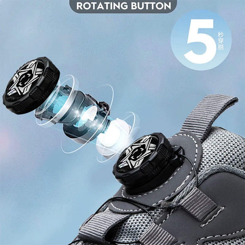 Men's Air Mesh Button-Closure Work Shoes