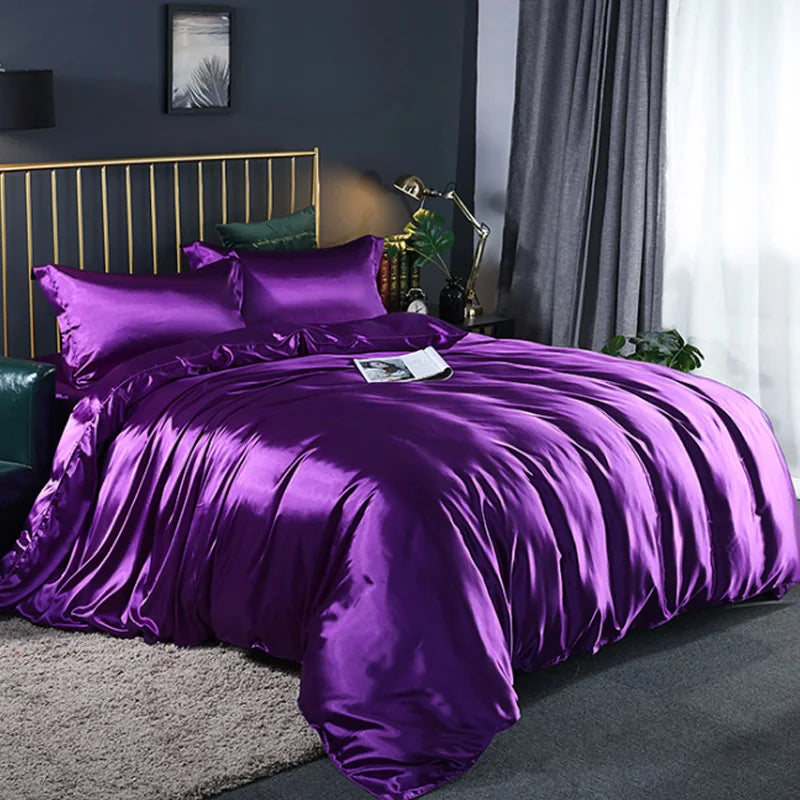 Silky Textured Duvet Cover Set – Microfiber Comforter Cover with Pillow Shams, Multiple Sizes