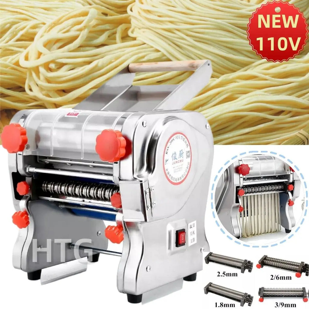 550W Electric Pasta & Noodle Maker — Stainless Steel Dual Knife Dumpling Skin Roller