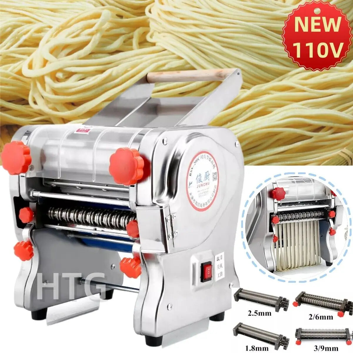 550W Electric Pasta & Noodle Maker — Stainless Steel Dual Knife Dumpling Skin Roller