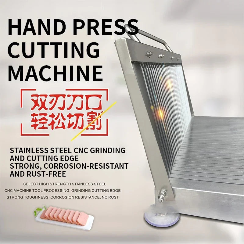 Stainless Steel Double-Blade Manual Slicer — Multifunctional Vegetable & Cooked Food Cutter