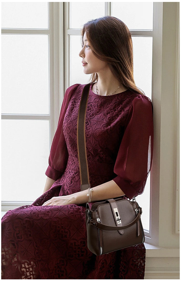 Luxury PU Leather Casual Tote Shoulder Bag – Designer Crossbody Handbag for Women