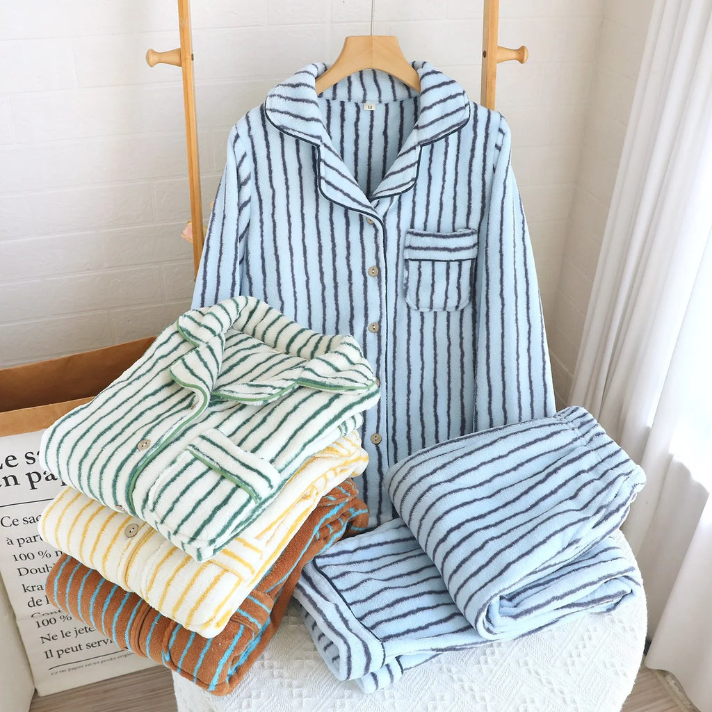 Winter Couples Flannel Pajama Set | Warm 2-Piece Matching Sleepwear for Men & Women