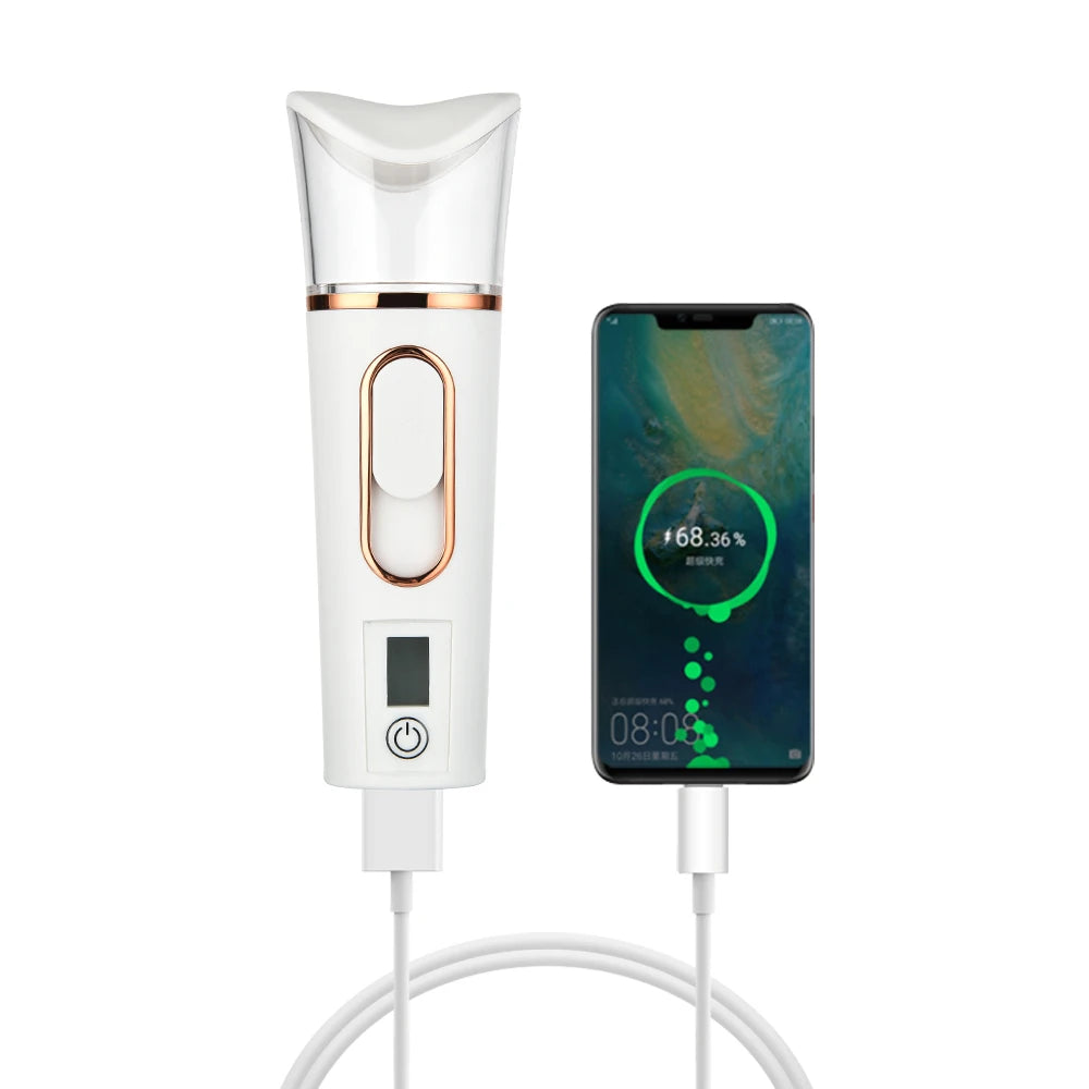 Handheld Nano Mist Facial Steamer – Portable Hydrating Humidifier with LED Display