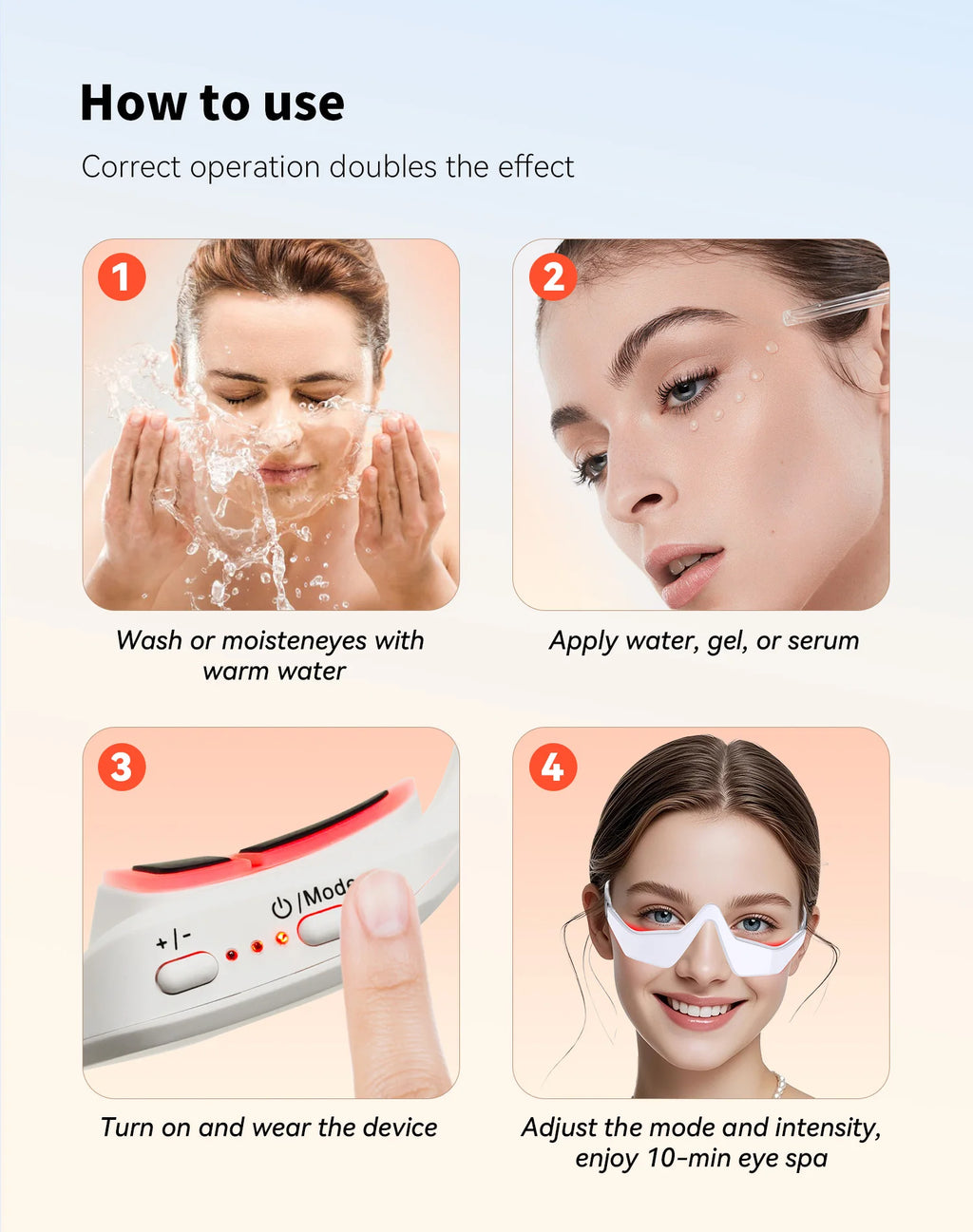 3D EMS Eye Massager with 620nm Red Light – Microcurrent Eye Care & Skin Beauty Device by SUYZEKO
