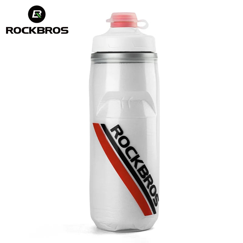 ROCKBROS 620ml Insulated Cycling Water Bottle – Thermal Triple-Layer Squeeze Bike Bottle with Silicone Nozzle
