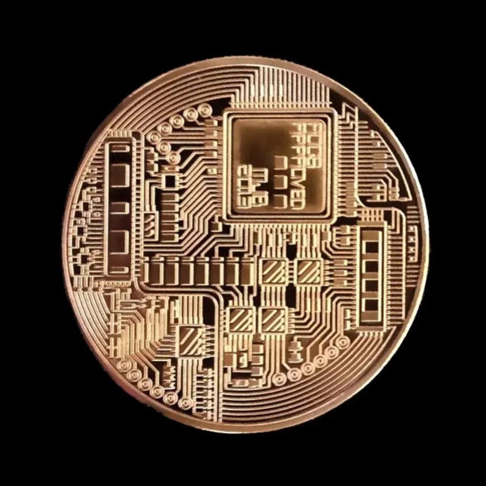 Gold Plated Bitcoin Commemorative Coin – Collectible Crypto Art Gift Physical Casascius Antique
