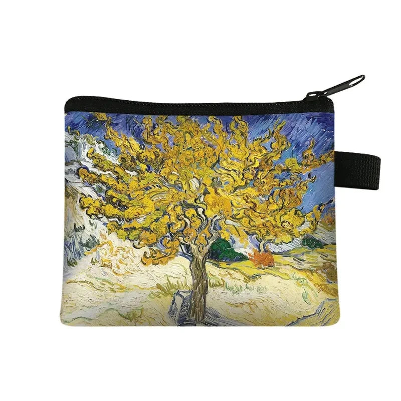 Vintage Oil Painting Floral Coin Purse Mini Clutch Wallet – Bohemian Nylon Organizer Wallet for Women