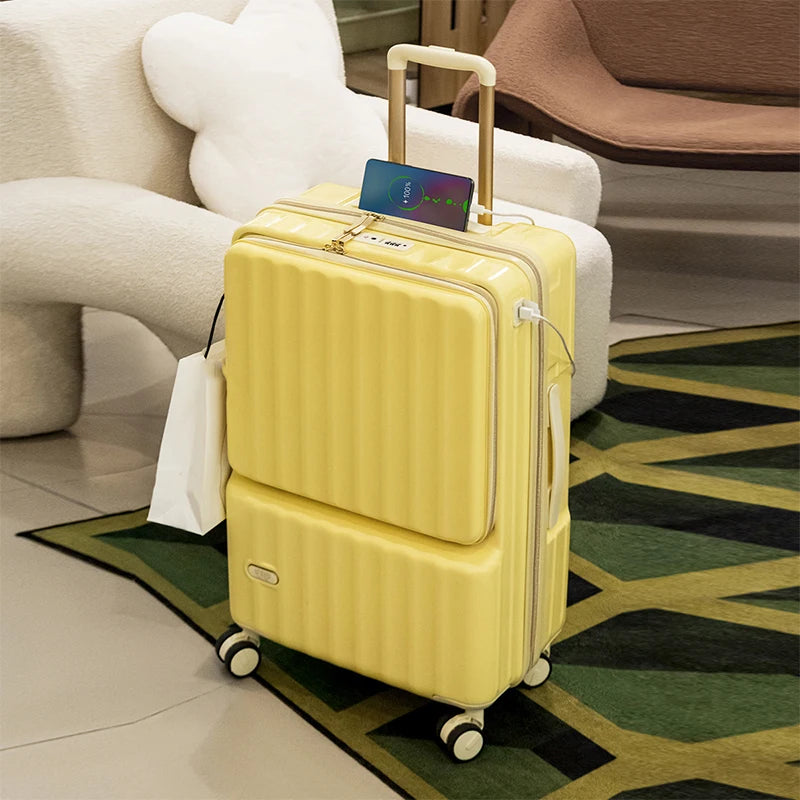 20/24" Multifunctional Trolley Carry-On Suitcase — Dry & Wet Separation, Customs Lock, Universal Wheels