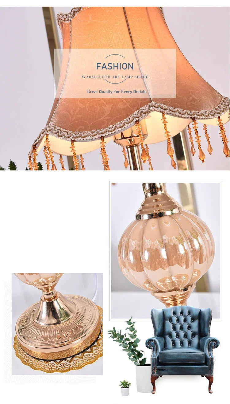 Bedside Lamp – Fabric Shade & Gold or White Base