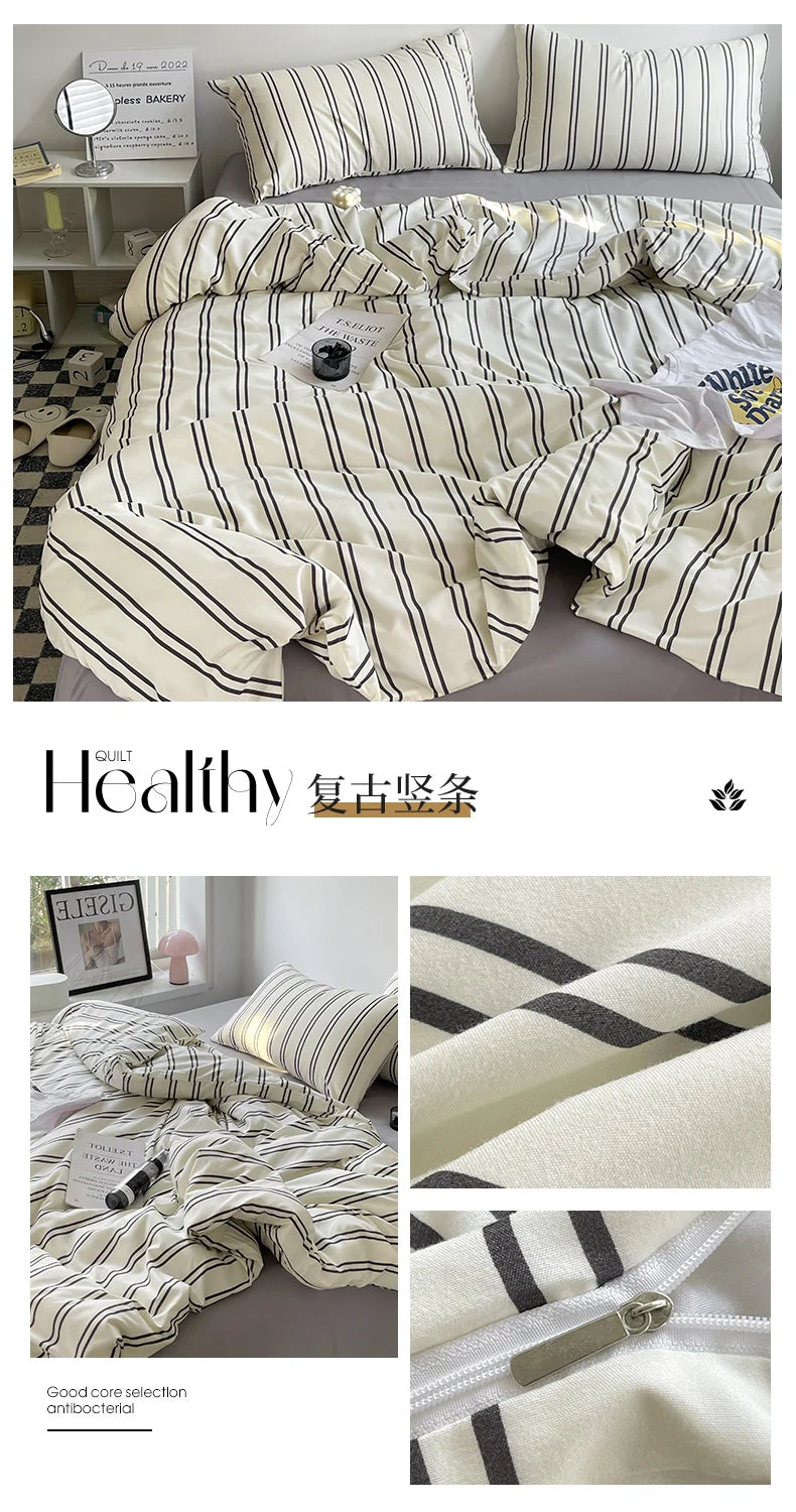 Stripe Bedding Comforter Set – Duvet Cover, Bed Sheet & Pillowcase, Single to King